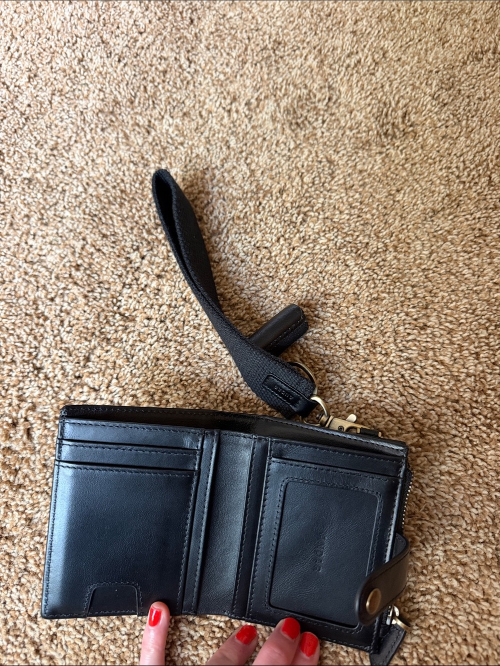 Andar Lo Black Leather Wristlet Wallet with Gold Hardware - Picture 2 of 3